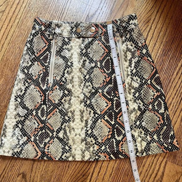 Alter'd State Wom Sz XS Snake Print Mini Skirt High Waist Tan Grey Orange Zipper - Picture 3 of 13